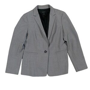 Women’s Talbots Mini Houndstooth‎ Black White Blazer Jacket Size 8 Wool